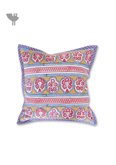 20s Cotton Cushion Cover in Block Print with Piping
